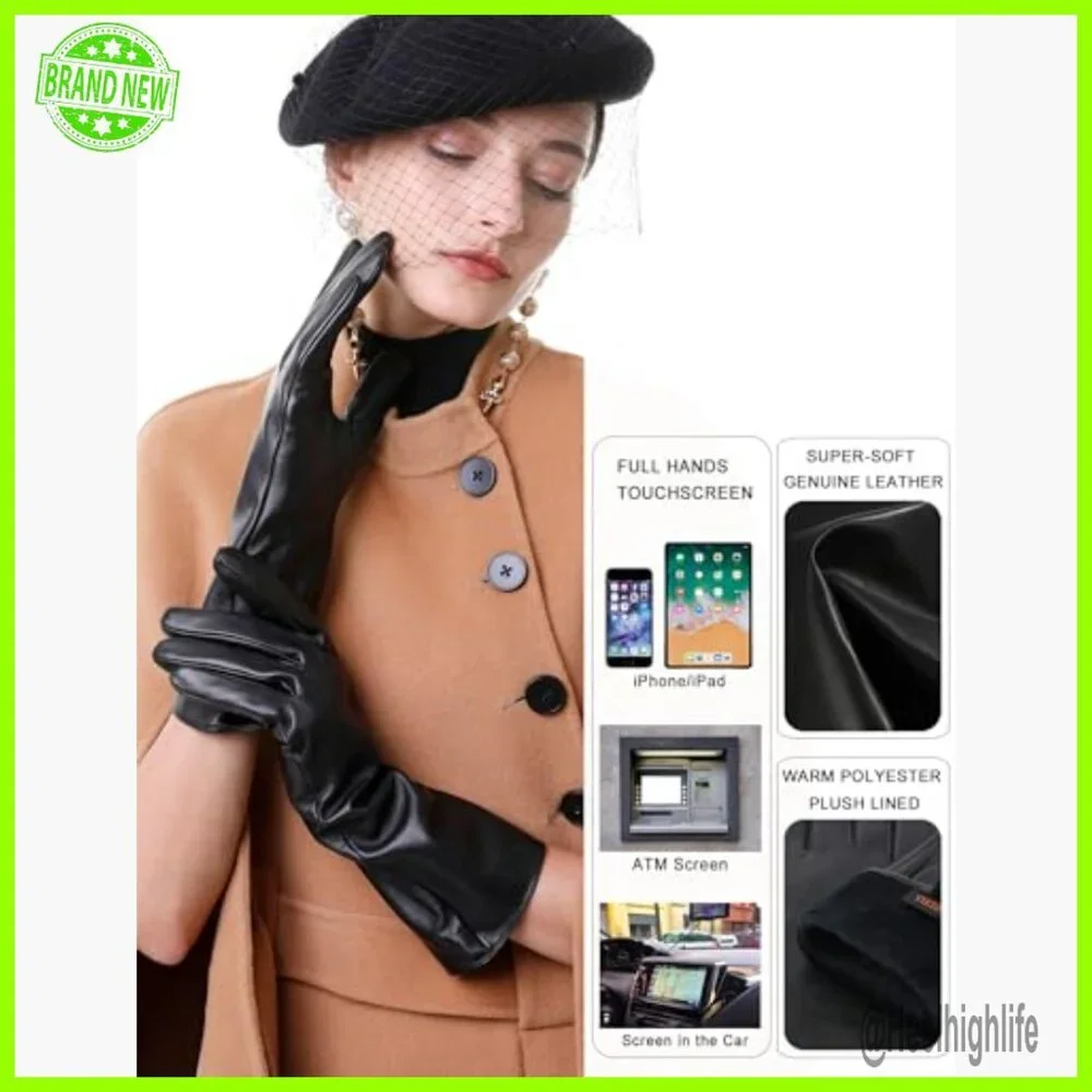 Genuine Leather Touchscreen Gloves X-Large Winter Warm Lined Elegant